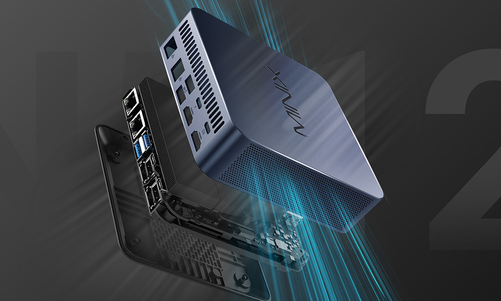 MINIX N512 Mini PC, Intel Core i5-12600H 12 Core Max 4,5GHz, 16GB DDR5 RAM 512GB SSD, 2*HDMI 1.4 (4K@30Hz) + Thunderbolt Type-C (8K@60Hz) Trojitý displej, WiFi 6 Bluetooth 5.2, 4*USB 3.2, 1*plnohodnotný Type-C, 1*1G RJ45, 1*2.5G RJ45, 1*Audio Jack